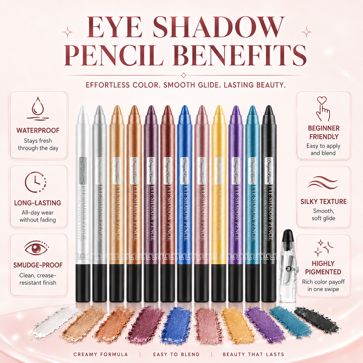 12-Piece Pearlescent Eye Shadow Stick Set