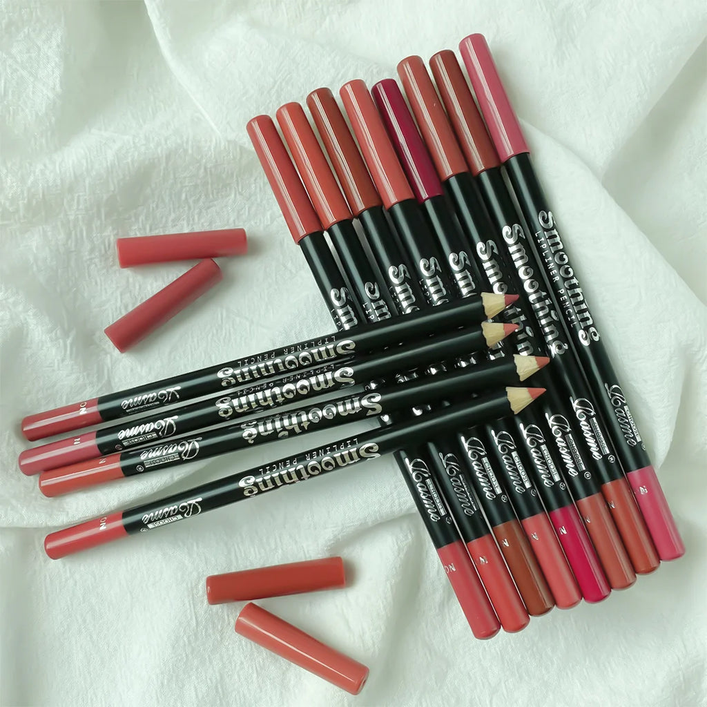 12-Color Lip Liner Matte Lipstick Pencil Long-Lasting Makeup Lip Liner Valentine Gift 12Pcs