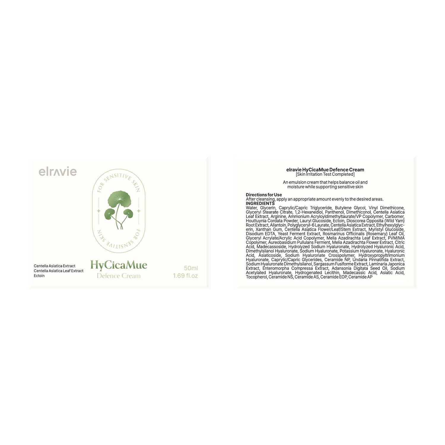 Hycicamue Defence Cream, Calming Korean Moisturizer for Sensitive Skin, Redness Relief, Summer Sebum Control, Lightweight Hydrating, Cica Vegan Mucin Barrier Repair, Face Cream, 1.69 Fl.Oz