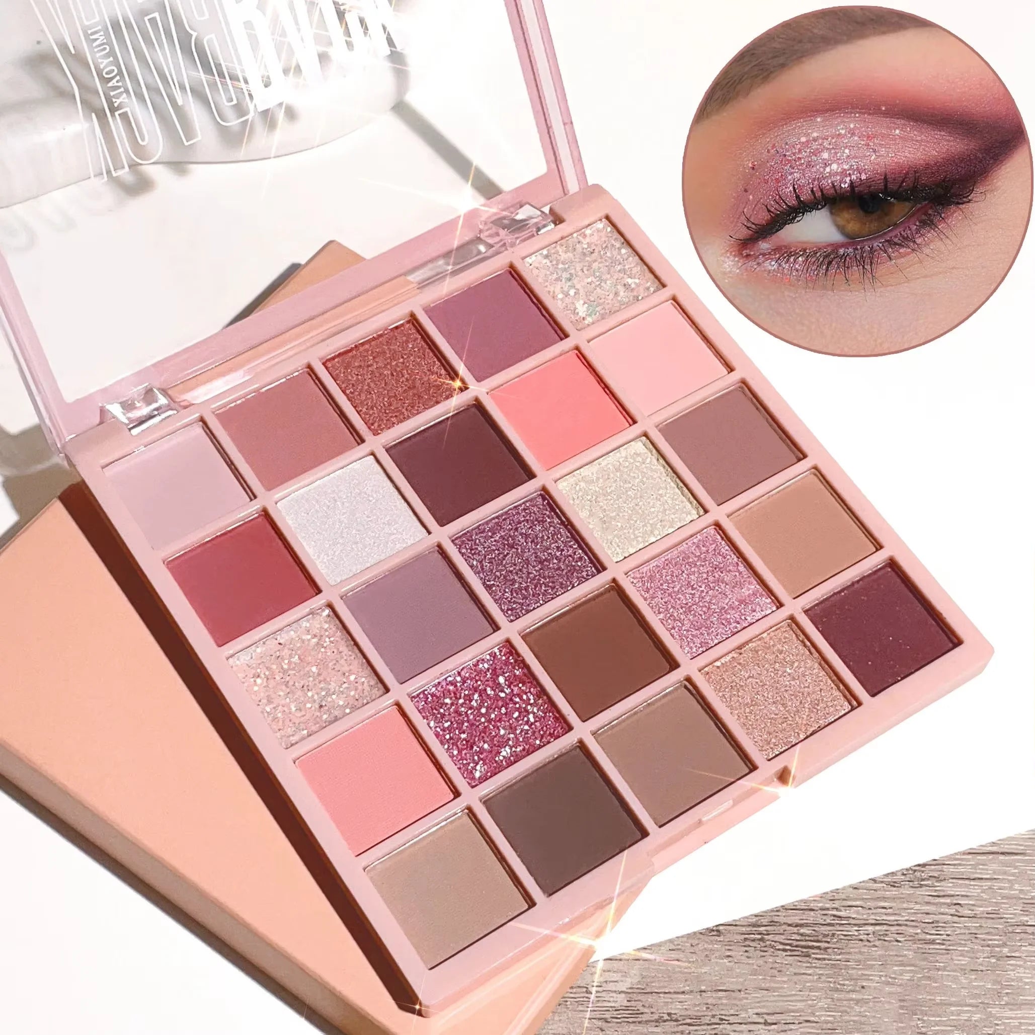 25-Color Eye Shadow Tray, Oatmeal Milk Tea Tray, Sparkling Powder, Pearl Sequins, Gentle Orange Brown, Affordable Eye Shadow