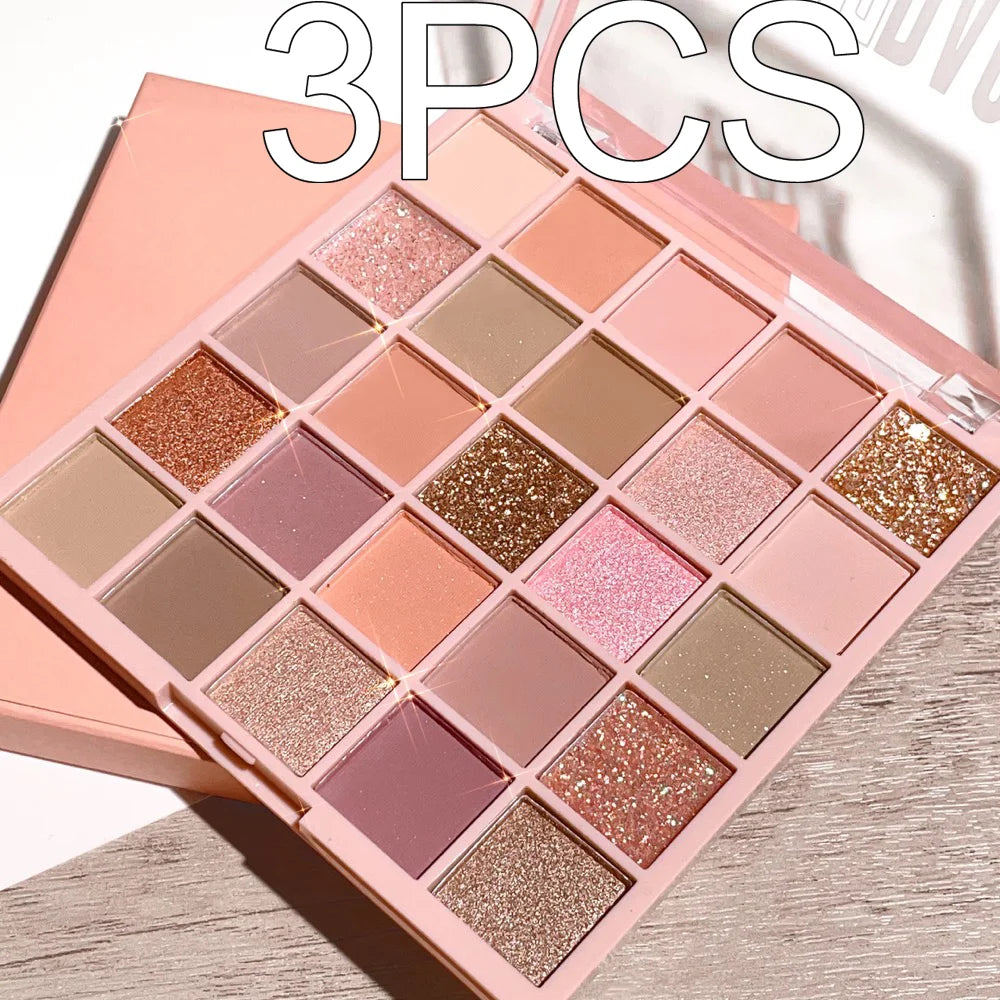 25-Color Eye Shadow Tray, Oatmeal Milk Tea Tray, Sparkling Powder, Pearl Sequins, Gentle Orange Brown, Affordable Eye Shadow