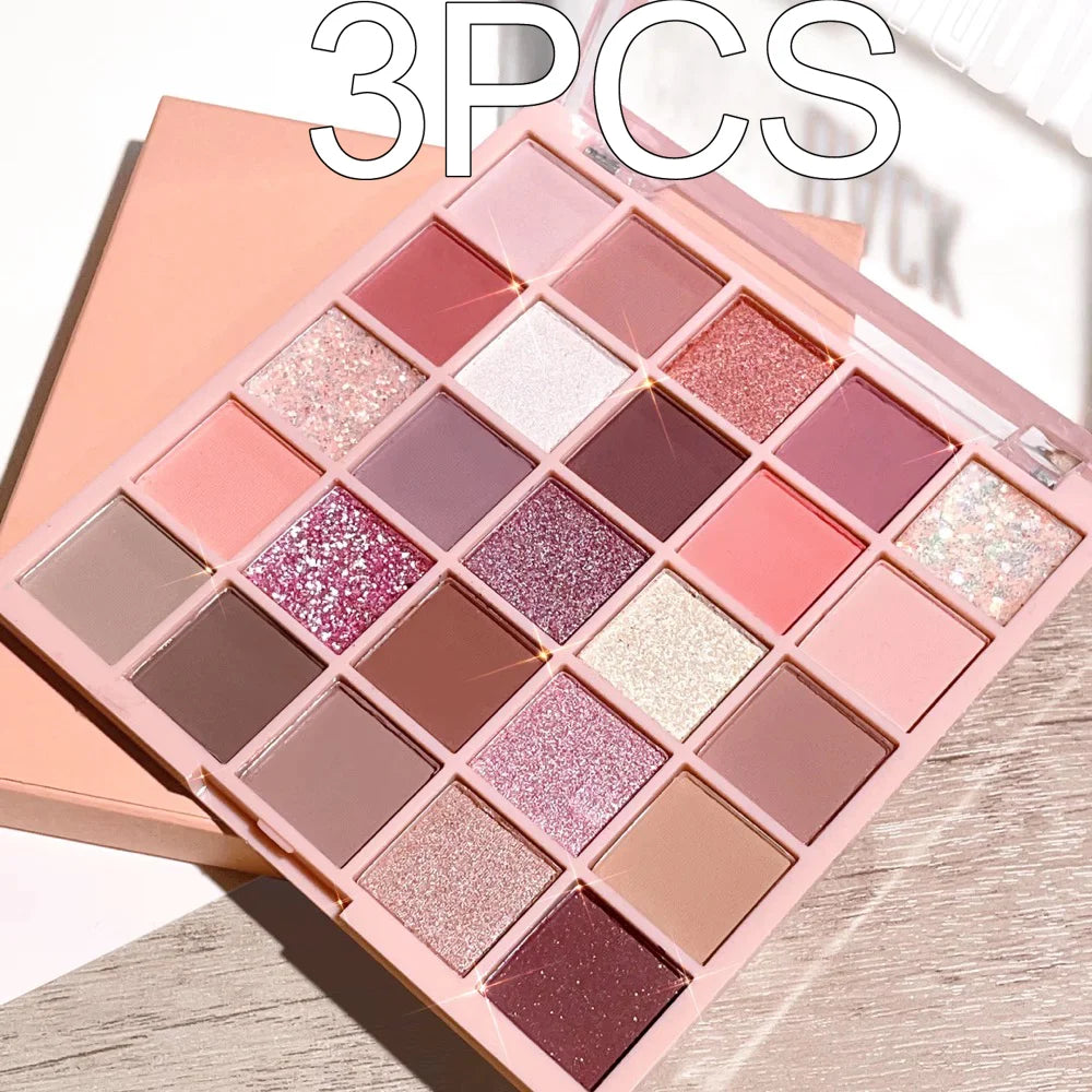 25-Color Eye Shadow Tray, Oatmeal Milk Tea Tray, Sparkling Powder, Pearl Sequins, Gentle Orange Brown, Affordable Eye Shadow