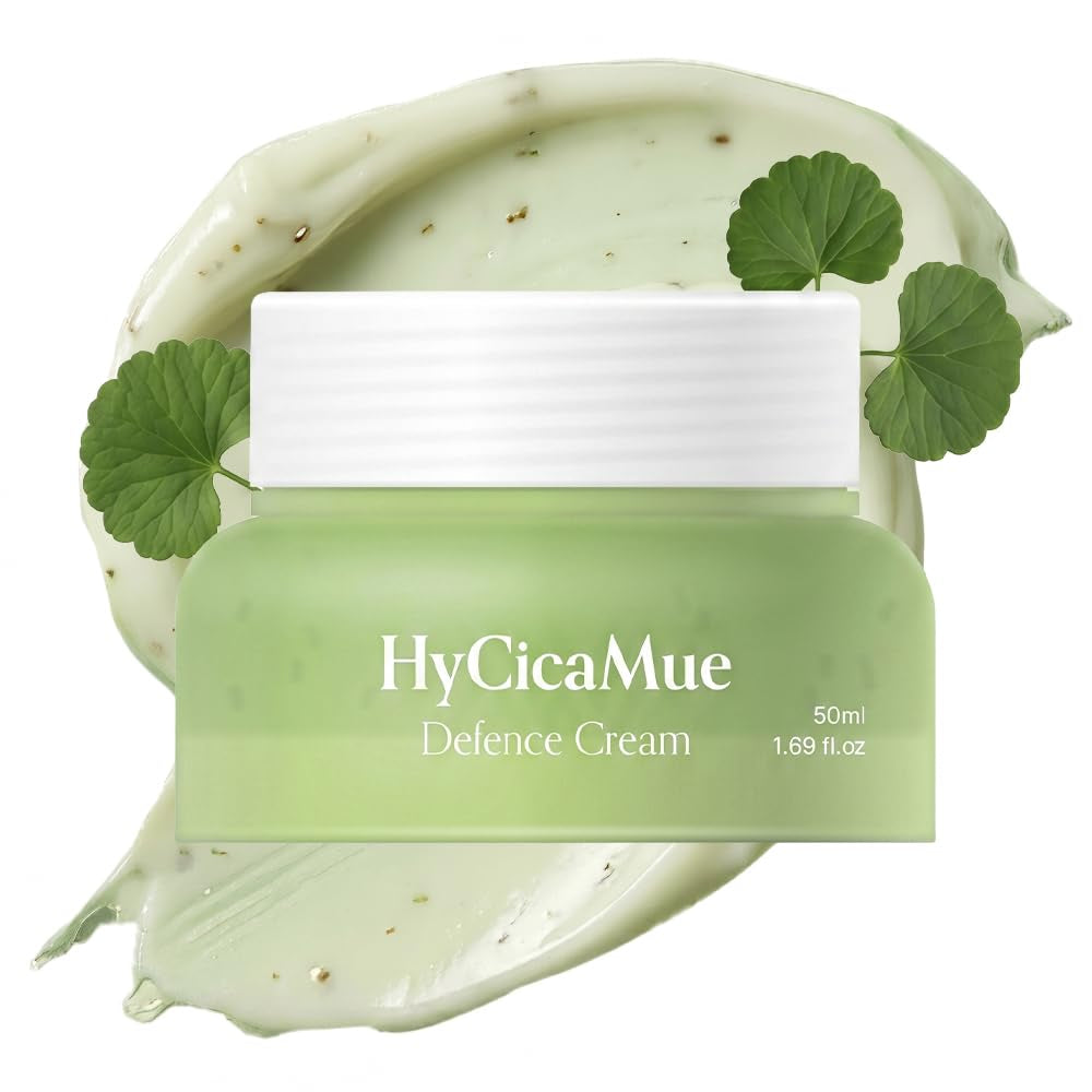 Hycicamue Defence Cream, Calming Korean Moisturizer for Sensitive Skin, Redness Relief, Summer Sebum Control, Lightweight Hydrating, Cica Vegan Mucin Barrier Repair, Face Cream, 1.69 Fl.Oz
